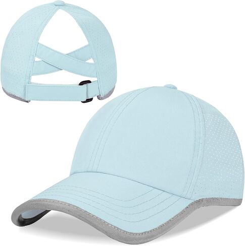 Women Criss Cross Ponytail Hat Mesh Baseball Caps Quick Dry Messy Bun Ponycaps for Running Tennis Golf in Saudi Arabia