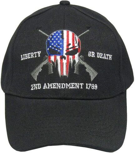 Liberty Or Death 2nd Amendment 1789 Black Embroidered Baseball Cap Hat in Saudi Arabia