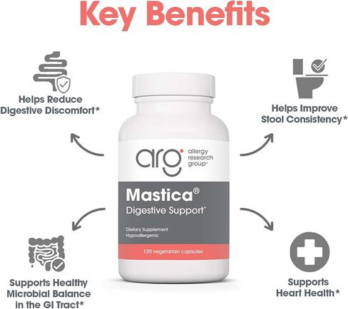 Allergy Research Group ARG Mastica Digestive Support - Supports Digestive Comfort - Delivers 1000 mg Chios Mastic Gum Resin per Serving - Vegetarian & Hypoallergenic - 60 Servings - 120 Capsules in Saudi Arabia