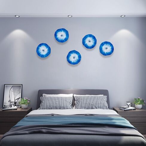 Art Glass Wall Decor Plate, Unique Blown Glass Wall Plates, 12Inch Blue Accent for Staircase, Hallway, Living Room, Foyer, Kitchen, Dining Table in Kuwait