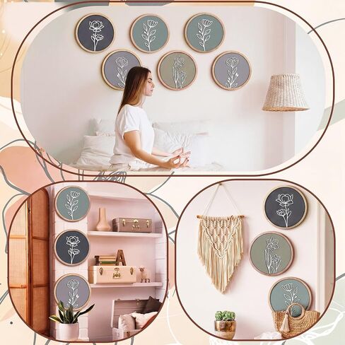 AceOrbit 4 Pcs Wooden Floral Bathroom Wall Decor 3D Neutral Flower Earth Tones Wall Boho Art Botanical Farmhouse Bathroom Decorations for Living Room Bedroom Office Home Decorations in Saudi Arabia