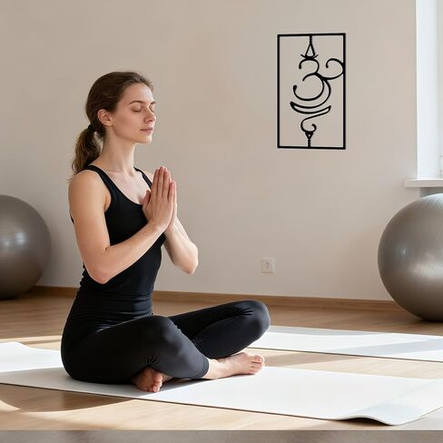Slickss Breathe Sanskrit Symbol Metal Wall Decor, Om Yoga Symbol Wall Art, Yoga Meditation Home Decor, Zen Yoga Studio Decoration, Gift for Yogis(14.2" x 8.3") in Saudi Arabia