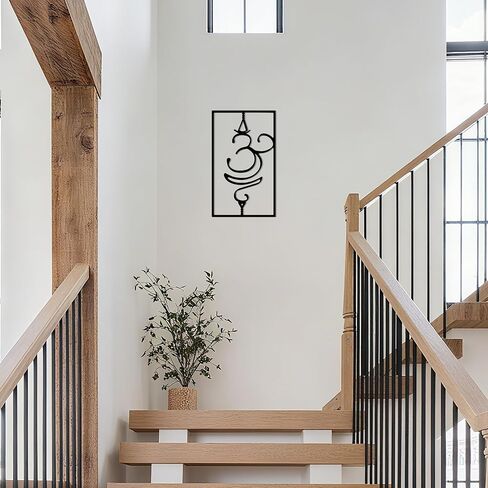Slickss Breathe Sanskrit Symbol Metal Wall Decor, Om Yoga Symbol Wall Art, Yoga Meditation Home Decor, Zen Yoga Studio Decoration, Gift for Yogis(14.2" x 8.3") in Saudi Arabia