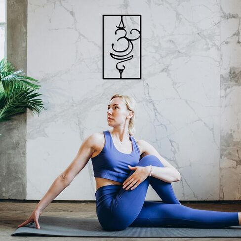 Slickss Breathe Sanskrit Symbol Metal Wall Decor, Om Yoga Symbol Wall Art, Yoga Meditation Home Decor, Zen Yoga Studio Decoration, Gift for Yogis(14.2" x 8.3") in Saudi Arabia