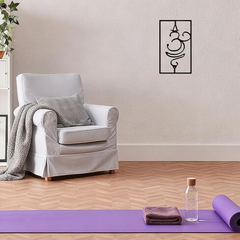 Slickss Breathe Sanskrit Symbol Metal Wall Decor, Om Yoga Symbol Wall Art, Yoga Meditation Home Decor, Zen Yoga Studio Decoration, Gift for Yogis(14.2" x 8.3") in Saudi Arabia