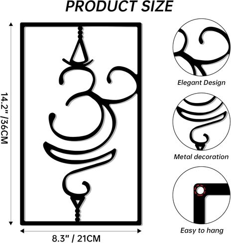 Slickss Breathe Sanskrit Symbol Metal Wall Decor, Om Yoga Symbol Wall Art, Yoga Meditation Home Decor, Zen Yoga Studio Decoration, Gift for Yogis(14.2" x 8.3") in Saudi Arabia