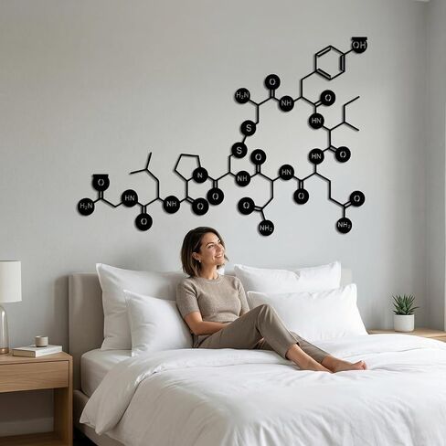 DEKADRON Metal Wall Art, Oxytocin Molecule, Metal Wall Art, Science Art, Biology Chemistry Art, Oxytocin Sign Chemical Formula (46" W x 31" H / 117x78cm) in Saudi Arabia