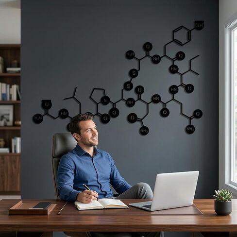 DEKADRON Metal Wall Art, Oxytocin Molecule, Metal Wall Art, Science Art, Biology Chemistry Art, Oxytocin Sign Chemical Formula (46" W x 31" H / 117x78cm) in Saudi Arabia