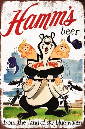 Vintage Metal tin Sign Hamms Beer Bears Twins Sign Exterior Home Cave Garage bar Country Wall Decoration Retro Aluminum Sign 8"x12" Inch in Saudi Arabia