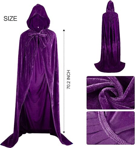 Hicarer Halloween Costume Women Purple Hooded Cape Cloak Anime Cosplay Red Gems Waist Belt Long Sleeve Bodysuit Costume Prop in Saudi Arabia