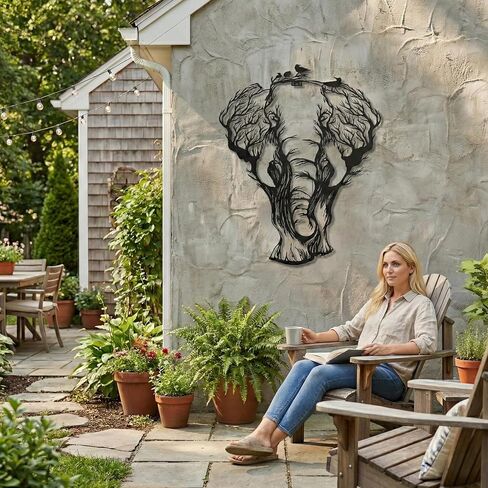DEKADRON Metal Wall Art, Geometric Metal Elephant, Metal Wall Decor, Interior Decoration, Living Room Decor, Wildlife Lover Gift, Wall Hangings, Birds and Elephant Sign (28" W x 35" H / 71x90cm) in Saudi Arabia