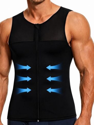 Men Body Shaper Compression Tank Tops for Mens Shapewear Slimming Undershirt with Zipper for All Day in Saudi Arabia
