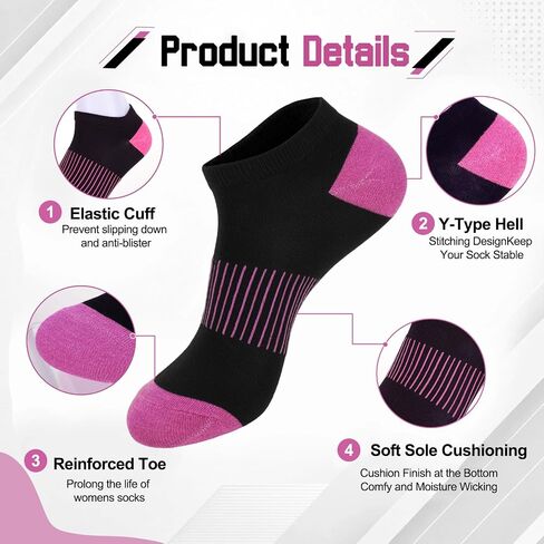 12 Pairs Athletic Running Ankle Socks for Women & Men, Cushioned Low Cut Socks, Anti-Blister Sports Socks with Arch Support for Women Men Casual Running in Saudi Arabia