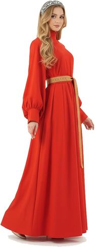 Princess Bride Costume Buttercup Cosplay Red Dress Belt Headband Set Halloween Medieval Queen Costume Party Outfits in Kuwait