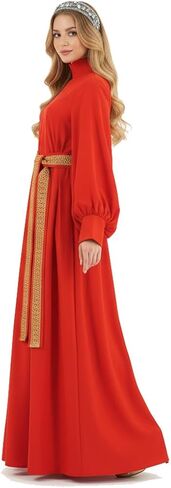 Princess Bride Costume Buttercup Cosplay Red Dress Belt Headband Set Halloween Medieval Queen Costume Party Outfits in Kuwait