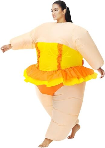KOOY Inflatable Ballet Costume Adult, Hawaiian Themed Party Yellow Inflatable Costume For Adult Funny Costumes,Blow Up Costume, Beach Party Costume in Saudi Arabia