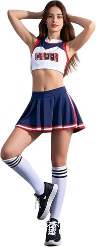 Cheerleader Costume for Girls - Team Sports Dance Uniform With Skirt & Top in Saudi Arabia