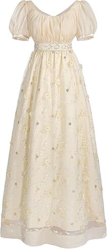 CR ROLECOS Yellow Regency Dresses for Women Regency Era Empire Waist Costume Tea Party Dress Victorian Ball Gown in Saudi Arabia