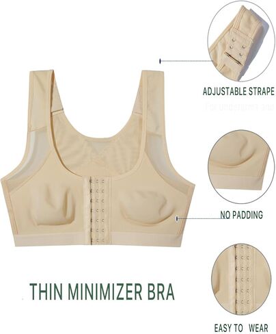 Front Closure Posture Corrector Bras for Women Full Coverage Wireless Minimizer Back Support Bra in Saudi Arabia