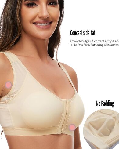 Front Closure Posture Corrector Bras for Women Full Coverage Wireless Minimizer Back Support Bra in Saudi Arabia