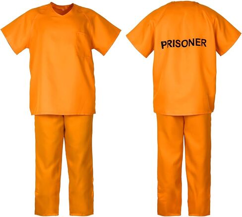 JPXH Women's Prison Inmate Costume Set Orange Two-Piece Adult Halloween Criminal Outfit in Saudi Arabia