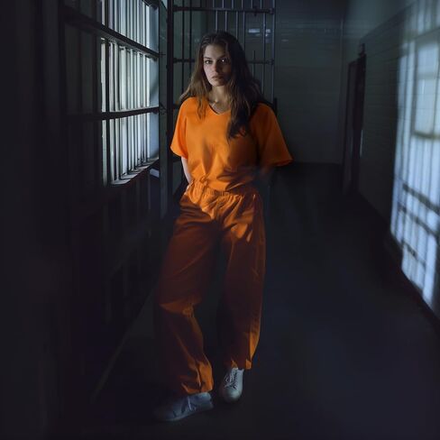 JPXH Women's Prison Inmate Costume Set Orange Two-Piece Adult Halloween Criminal Outfit in Saudi Arabia