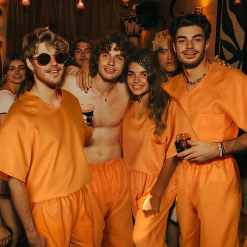 JPXH Women's Prison Inmate Costume Set Orange Two-Piece Adult Halloween Criminal Outfit in Saudi Arabia