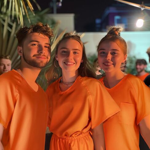 JPXH Women's Prison Inmate Costume Set Orange Two-Piece Adult Halloween Criminal Outfit in Saudi Arabia