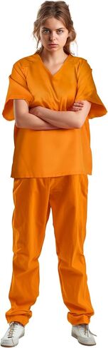 JPXH Women's Prison Inmate Costume Set Orange Two-Piece Adult Halloween Criminal Outfit in Saudi Arabia