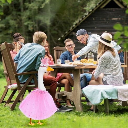 4 Pcs Porch Goose Outfit - Hot Pink Princess Goose Clothes with Hat, Necklace, Skirt, Glasses - Adorable Porch Goose Costumes for Lawn Yard Decor (Hot Pink) in Saudi Arabia