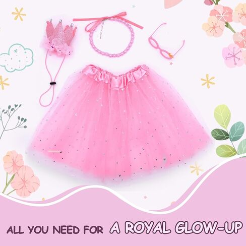 4 Pcs Porch Goose Outfit - Hot Pink Princess Goose Clothes with Hat, Necklace, Skirt, Glasses - Adorable Porch Goose Costumes for Lawn Yard Decor (Hot Pink) in Saudi Arabia