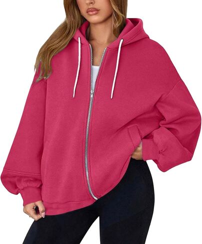 Oversized Zip Up Hoodie 2026 Y2K Casual Long Sleeve Zipper Sweatshirts Fall Winter Trendy Track Jackets with Pockets in Saudi Arabia