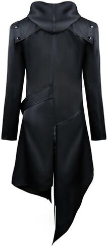 Men Gothic Victorian Long Coat, Medieval Renaissance Steampunk Hooded Jacket with Metal Fasteners in Kuwait