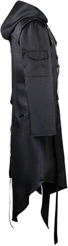 Men Gothic Victorian Long Coat, Medieval Renaissance Steampunk Hooded Jacket with Metal Fasteners in Kuwait