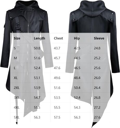 Men Gothic Victorian Long Coat, Medieval Renaissance Steampunk Hooded Jacket with Metal Fasteners in Kuwait