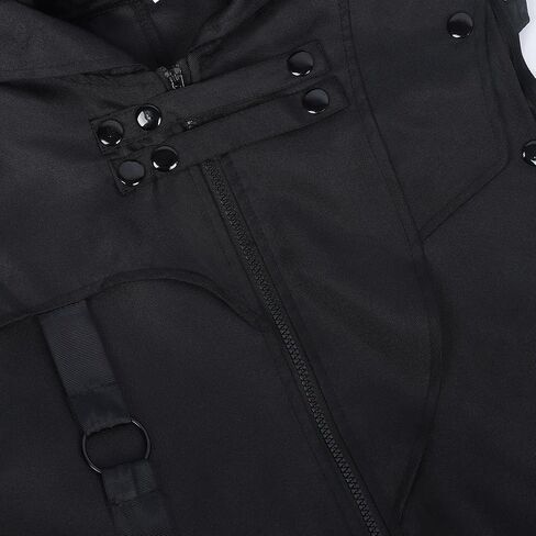 Men Gothic Victorian Long Coat, Medieval Renaissance Steampunk Hooded Jacket with Metal Fasteners in Kuwait