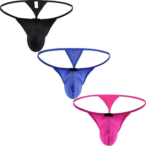 Men's 3 Pack Lift-up Pouch G-string Underwear Low Rise String Thong Sexy Y-back Underpanties for Men in Kuwait