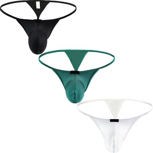 Men's 3 Pack Lift-up Pouch G-string Underwear Low Rise String Thong Sexy Y-back Underpanties for Men in Kuwait