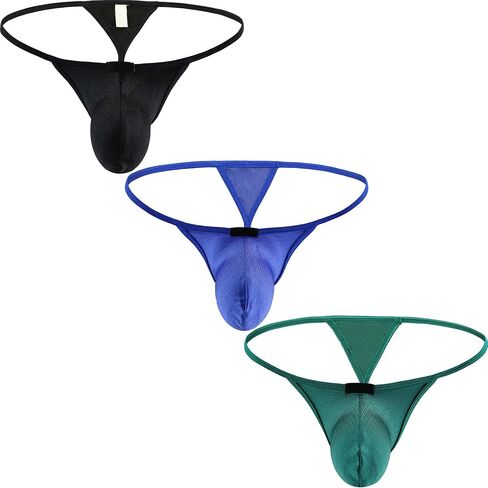 Men's 3 Pack Lift-up Pouch G-string Underwear Low Rise String Thong Sexy Y-back Underpanties for Men in Kuwait