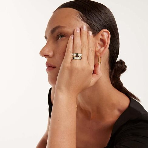 HZMAN 14K Gold Plated Open Ring for Women Brass Crystal Non Adjustable Statement Ring Collection in Kuwait
