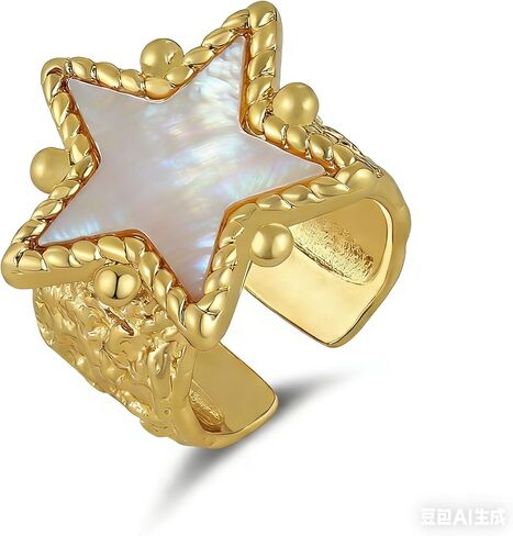HZMAN 14K Gold Plated Open Ring for Women Brass Crystal Non Adjustable Statement Ring Collection in Kuwait