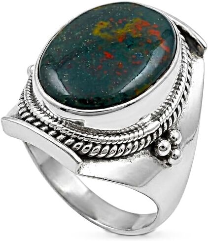 Bloodstone 925 Sterling Silver Handmade Stacking Ring Unique Stone Ring Christmas Gift Jewelry For Women in Kuwait