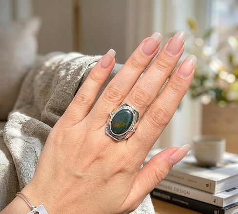 Bloodstone 925 Sterling Silver Handmade Stacking Ring Unique Stone Ring Christmas Gift Jewelry For Women in Kuwait