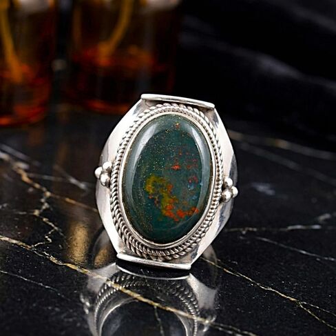Bloodstone 925 Sterling Silver Handmade Stacking Ring Unique Stone Ring Christmas Gift Jewelry For Women in Kuwait