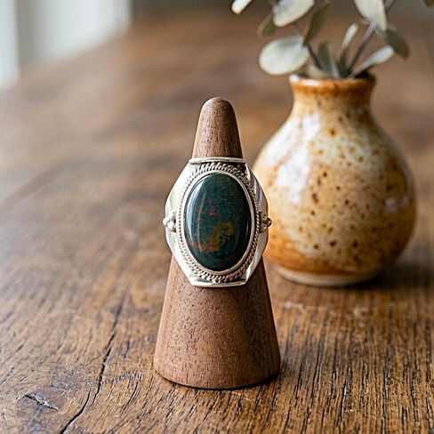 Bloodstone 925 Sterling Silver Handmade Stacking Ring Unique Stone Ring Christmas Gift Jewelry For Women in Kuwait