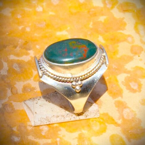 Bloodstone 925 Sterling Silver Handmade Stacking Ring Unique Stone Ring Christmas Gift Jewelry For Women in Kuwait