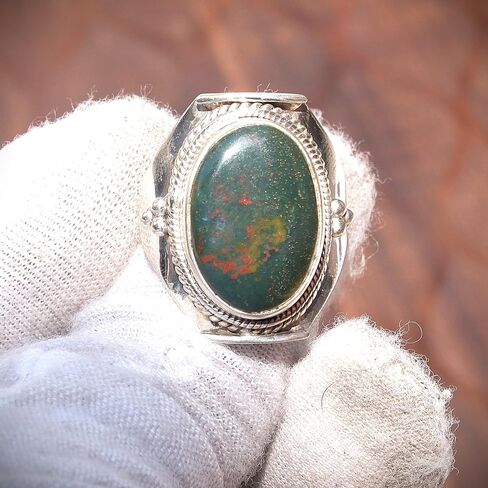 Bloodstone 925 Sterling Silver Handmade Stacking Ring Unique Stone Ring Christmas Gift Jewelry For Women in Kuwait