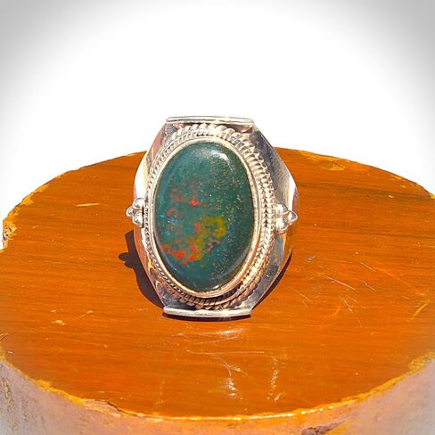 Bloodstone 925 Sterling Silver Handmade Stacking Ring Unique Stone Ring Christmas Gift Jewelry For Women in Kuwait