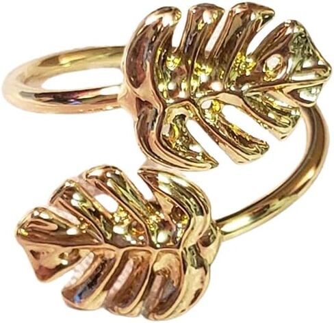 Double Monstera Leaf Ring, Adjustable ring, Womens ring, Gold Ring in Saudi Arabia