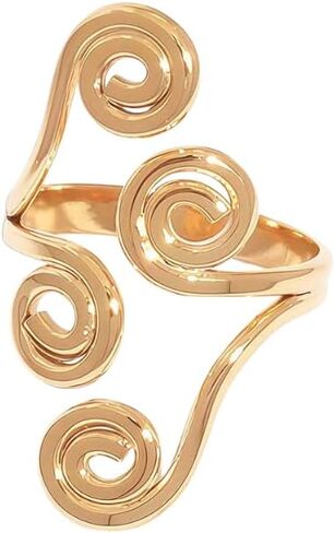 Pierced Owl 18K Gold Plated 304 Stainless Steel Multi Spiral Adjustable Statement Ring in Kuwait